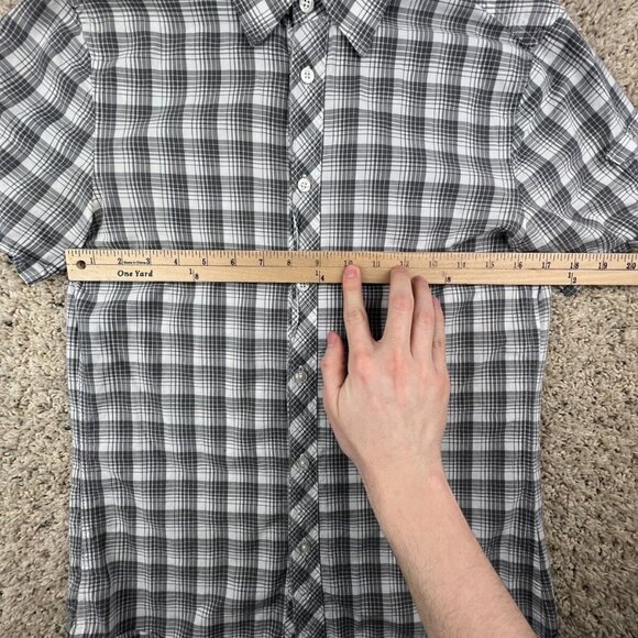 AX Armani Exchange Short Sleeve Button Up Shirt Small Slim Fit Cotton Gray Plaid - Picture 3 of 13